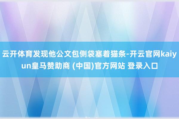 云开体育发现他公文包侧袋塞着猫条-开云官网kaiyun皇马赞助商 (中国)官方网站 登录入口