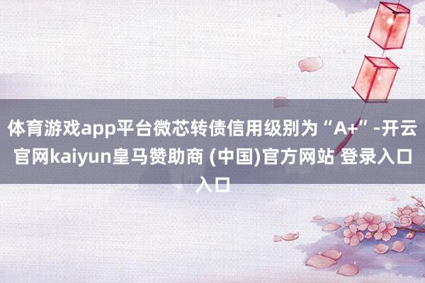 体育游戏app平台微芯转债信用级别为“A+”-开云官网kaiyun皇马赞助商 (中国)官方网站 登录入口