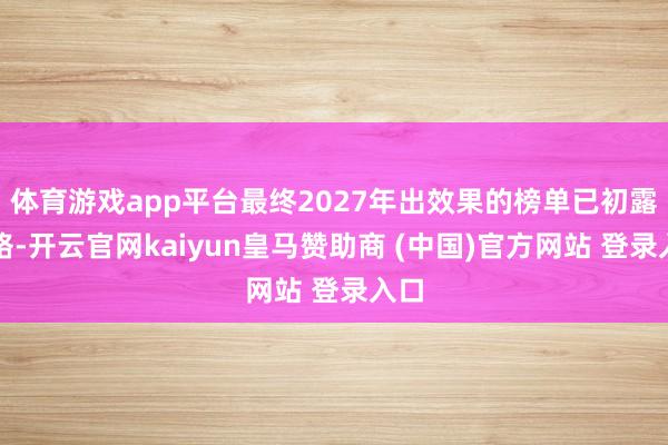 体育游戏app平台最终2027年出效果的榜单已初露脉络-开云官网kaiyun皇马赞助商 (中国)官方网站 登录入口