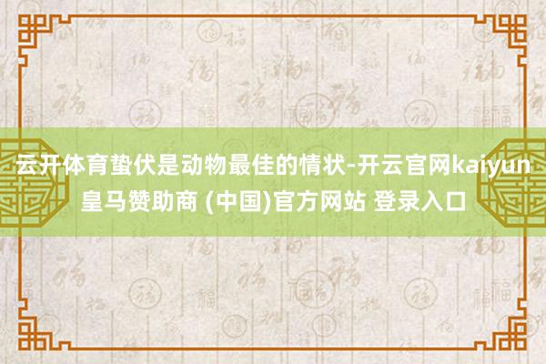 云开体育蛰伏是动物最佳的情状-开云官网kaiyun皇马赞助商 (中国)官方网站 登录入口